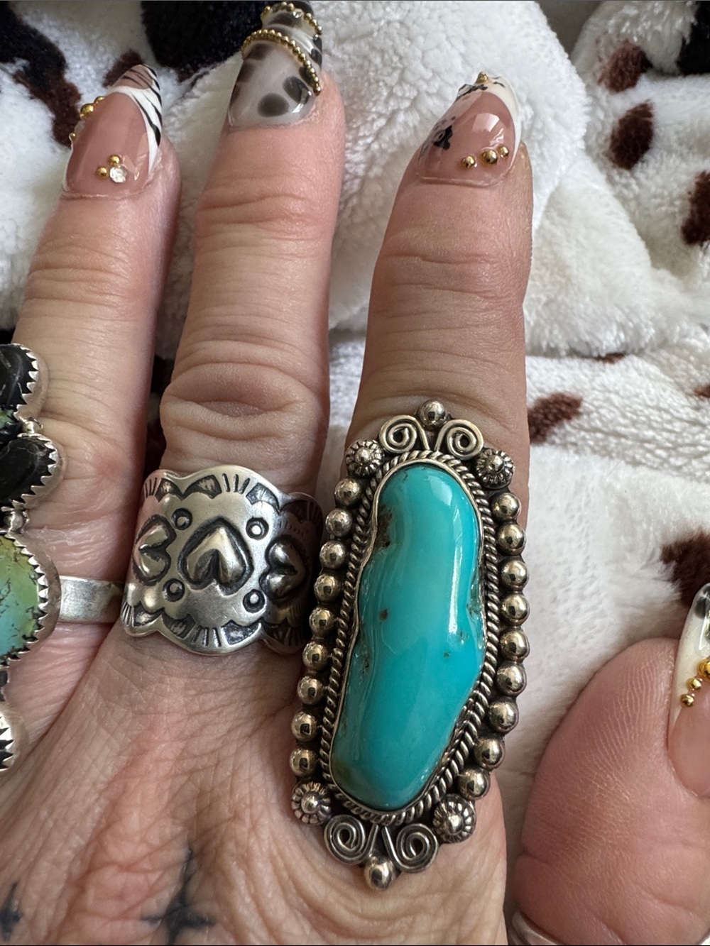 Turquoise Statement Ring in 924 Silver - Bold Blue Boho Style